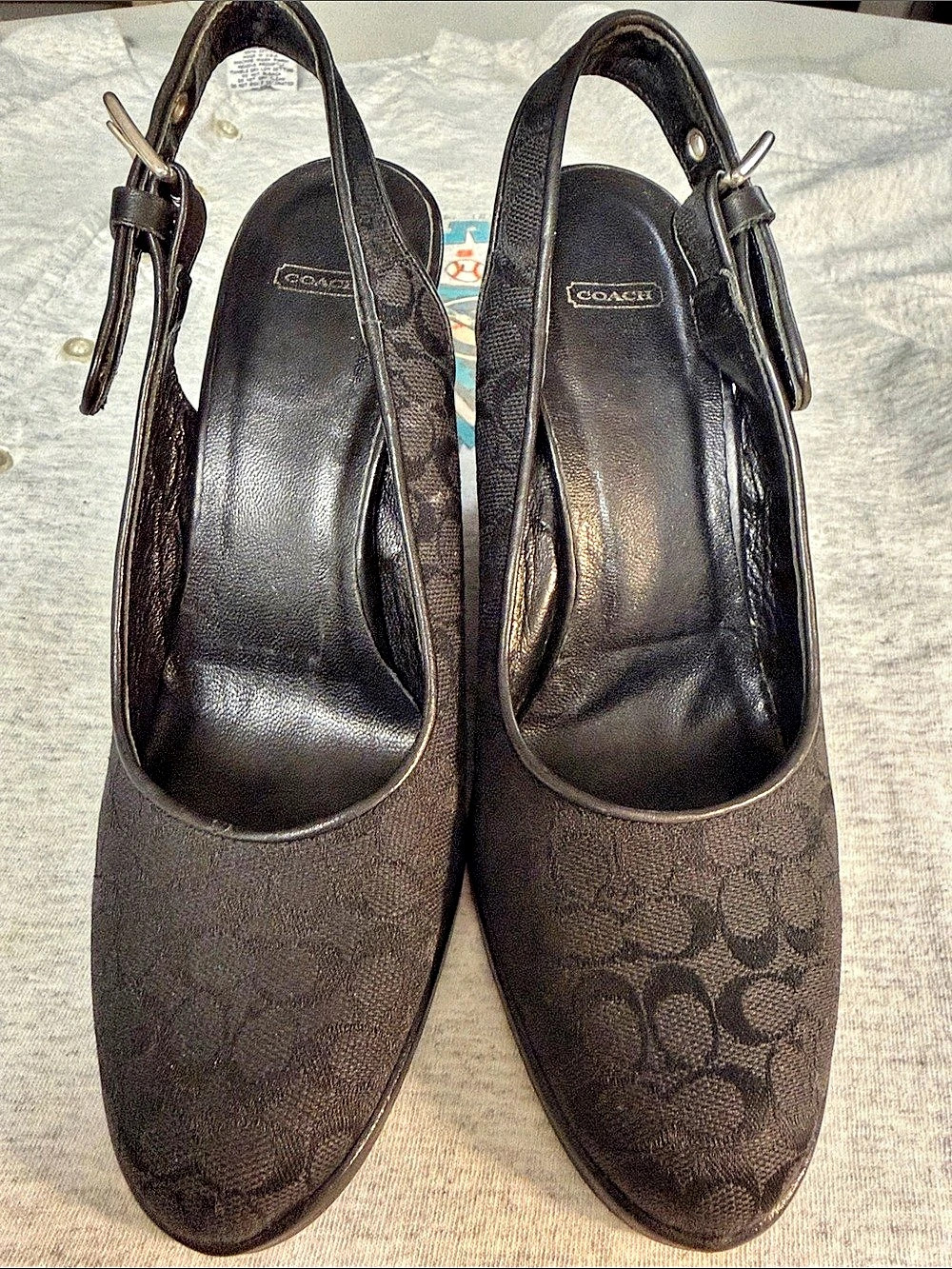 COACH Sabrina Wedge Slingback Wedges Black US 6.5